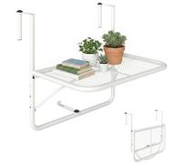 Outsunny Mesa Colgante de Balcón con Brazo Regulable 60x56x50 cm Blanco