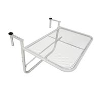 Outsunny mesa colgante de balcón con brazo regulable y altura ajustable en 3 posiciones marco metálico carga máx. 30 kg 60x56x50 cm blanco