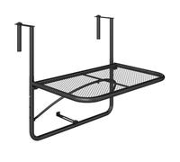 Outsunny Mesa Colgante Mesa de Balcón con Brazo Regulable y Altura Ajustable en 3 Posiciones Marco Metálico 60x56,5x45 cm Negro Aosom España