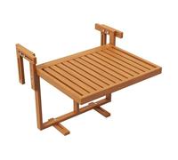Outsunny Mesa Colgante de Balcón Mesa para Balcón Plegable de Madera con Altura Ajustable en 4 Niveles Carga 20 kg para Terraza 68x65x40,5-55 cm Madera Natural