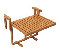 Outsunny Mesa Colgante de Balcón Mesa para Balcón Plegable de Madera con Altura Ajustable en 4 Niveles Carga 20 kg para Terraza 68x65x40,5-55 cm Madera Natural