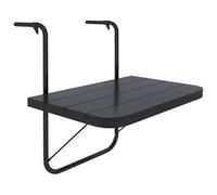 Outsunny Mesa Colgante de Balcón, Mesa Plegable para Balcón de Aluminio para Barandilla, con Altura Ajustable en 4 Niveles, Adaptable a 4 Anchos, Carga 25 kg, para Jardín, 60x40x55-64 cm, Negro
