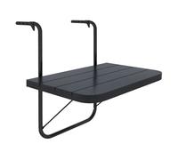 Outsunny Mesa Colgante de Balcón, Mesa Plegable para Balcón de Aluminio para Barandilla, con Altura Ajustable en 4 Niveles, Adaptable a 4 Anchos, Carga 25 kg, para Jardín, 60x40x55-64 cm, Negro