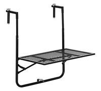Outsunny Mesa Colgante de Balcón, Mesa Plegable para Balcón de Metal para Barandilla, con Altura Ajustable en 4 Niveles, Carga 10 kg, para Terraza, Jardín, Exterior, 60x60x57-72 cm, Negro