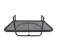 Outsunny Mesa Colgante Mesa de Balcón con Brazo Regulable y Altura Ajustable en 3 Posiciones Marco Metálico 60x56,5x45 cm Negro Aosom España