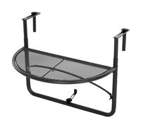 Outsunny Mesa Colgante Mesa de Balcón Semicircular Ajustable en Altura para Barandilla Terraza Patio 60x45x50 cm Metal Gris Aosom España