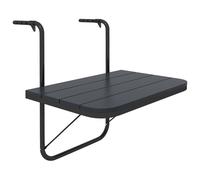 Outsunny Mesa Colgante para Balcón Plegable de Aluminio con Altura Ajustable en 4 Niveles Carga 25 kg 60x40x55-64 cm Negro