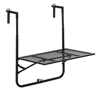 Outsunny Mesa Colgante para Balcón Plegable de Metal con Altura Ajustable en 4 Niveles Carga 10 kg 60x60x57-72 cm Negro
