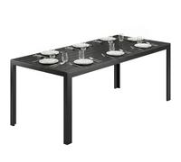 Outsunny Mesa Comedor Exterior 190x84,5x72 cm Efecto Madera Antideslizante | Mesa de Jardín Resistente a la Intemperie, para Camping, Balcón y Terraza, Color Negro