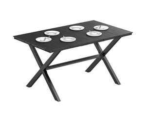 Outsunny Mesa Comedor Jardín 150x90x74 cm Encimera HDPE de Listones Negro