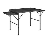 Outsunny Mesa de Camping Plegable con Laterales Abatibles Altura Ajustable y Encimera Metálica de Rejilla 137x62x67 cm Negro