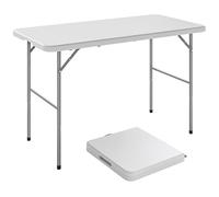 Outsunny Mesa de Camping Plegable de HDPE, Mesa de Picnic con 2 Alturas Ajustables y asa de Transporte, 120 x 60 cm, Uso Interior y Exterior para Patio, Playa, Barbacoa, Blanco