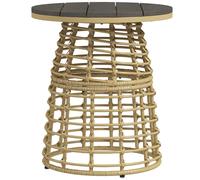 Outsunny Mesa de centro de jardín redonda de resina imitación ratán y metal 45x50 cm Aosom España