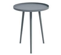 Outsunny Mesa de centro de jardín redonda, mesa auxiliar exterior con borde redondo de acero, dim. Ø40 x 50 cm, color gris