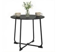 Outsunny Mesa de centro exterior para 2 personas, mesa de jardín redonda, base en X, estructura de metal, para balcón, patio, terraza, Ø 50 x 45,5 cm, color negro