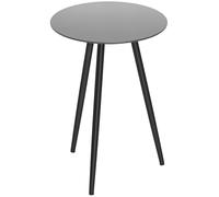 Outsunny - Mesa de centro redonda, mesa auxiliar con tapa de cristal templado, patas afiladas y marco de acero, para jardín, balcón, terraza, jardín, color negro