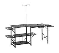 Outsunny mesa de cocina de camping de 3 niveles mesa de camping plegable portátil con estantes de almacenaje fregadero soporte para lámpara y bolsa de transporte para exterior 173x52x80-174 cm negro 1