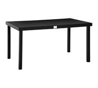 Outsunny Mesa de Jardín Rectangular de Comedor para 6 Personas con Encimera de Listones y Estructura de Aluminio 140x90x74 cm Negro Aosom España