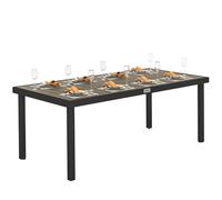 Outsunny Mesa de Comedor Exterior de Aluminio 190x90x74 cm Natural y Negro