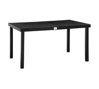 Outsunny mesa de comedor exterior de aluminio, mesa de jardín exterior para 6 personas con encimera de listones, para terraza, balcón, 140x90x74 cm, negro
