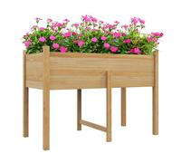 Outsunny Huerto Urbano Elevado Mesa de Cultivo de Madera 115x55x80 cm Jardinera de Cultivo con Tela no Tejida Carga 100 kg para Cultivo Plantas Flores Verduras Natural