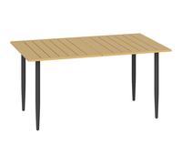Outsunny Mesa de jardín 150x90cm, resistente a la intemperie, mesa de balcón de acero Marrón