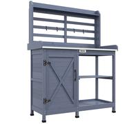 Outsunny Mesa de jardín con compartimento, superficie de trabajo de aluminio, espacio de almacenamiento, 112x47x146cm, Gris