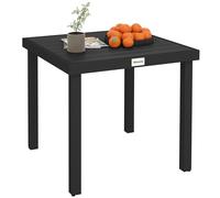 Outsunny Mesa de jardín con Superficie Efecto Madera de 78 x 78 cm, Mesa de Comedor Cuadrada para 4 Personas de Aluminio y plástico, para Patio, terraza, balcón y Exterior, Negra