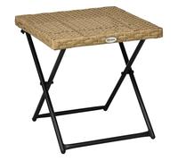 Outsunny Mesa de Jardín de Ratán Sintético 0,16 ㎡ Mesa de Terraza Exterior Plegable con Patas Cruzadas y Marco de Acero para Patio Balcón Natural