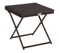 Outsunny mesa de jardín de ratán sintético 0,16 ㎡ mesa de terraza exterior plegable con patas cruzadas y marco de acero para patio balcón marrón
