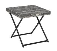 Outsunny mesa de jardín de ratán sintético 0,16 ㎡ mesa de terraza exterior plegable con patas cruzadas y marco de acero para patio balcón gris