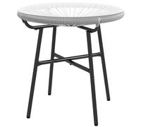 Outsunny Mesa de Jardín de Ratán Sintético Mesa de Centro Redonda para Exteriores con Tablero de Vidrio Templado y Patas de Metal para Patio Balcón Ø50x50 cm Gris