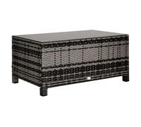 Outsunny mesa de jardín de ratán sintético mesita auxiliar con vidrio templado para terraza patio balcón 85x50x39 cm gris