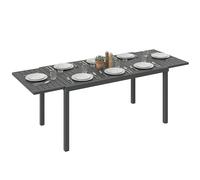 Outsunny Mesa de Jardín Extensible 150/225x85x75 cm, Mesa de Comedor Exterior Extensible Rectangular de Aluminio, con Tablero de Listones para 6-8 Personas, para Patio, Terraza, Gris Oscuro