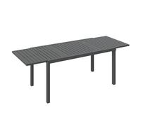 Outsunny Mesa de Jardín Extensible 150/225x85x75 cm, Mesa de Comedor Exterior Extensible Rectangular de Aluminio, con Tablero de Listones para 6-8 Personas, para Patio, Terraza, Gris Oscuro