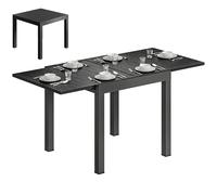 Outsunny Mesa de Jardín Extensible 80/160x80 cm, Mesa de Comedor Exterior Extensible Rectangular de Aluminio, con Superficie de Lamas de Efecto Madera, para 4-6 Personas, para Patio, Terraza, Negro