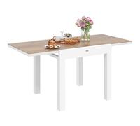 Outsunny Mesa de Jardín Extensible 80/160x80x75 cm, Mesa de Comedor Rectangular de Aluminio para 4-6 Personas con Tapa de PSPC, para Patio, Terraza, Balcón y Exteriores, Blanca