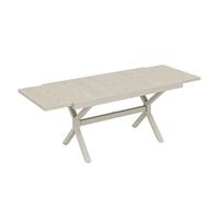 Outsunny Mesa de Jardín Extensible con Superficie de Aluminio, 154/214x85 cm, Mesa de Comedor Exterior Extensible Rectangular con Imitación Madera para 8-10 Personas, para Patio, Terraza Gris claro
