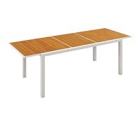 Outsunny Mesa de Jardín Extensible de Aluminio Mesa de Comedor Exterior Rectangular Mesa de Terraza para 6 Personas Efecto de Madera Carga 50 kg 180/240x94x73 cm Marrón