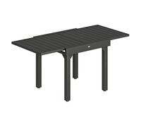 Outsunny Mesa de Jardín Extensible, Mesa de Comedor Exterior Extensible 80/160x80 cm, de Aluminio, con Superficie de Lamas, Carga 70 kg, Mesita Rectangular para 4-6 Personas, para Patio Terraza, Negro