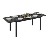 Outsunny Mesa de jardín extensible para 6-8 personas, 150/225 x 85 cm, mesa de comedor extensible rectangular de aluminio con tablero de láminas, mesa de exterior para patio, terraza, balcón, negro