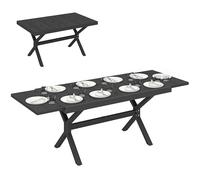 Outsunny Mesa de Jardín Extensible con Superficie de Aluminio, 154/214x85 cm, Mesa de Comedor Exterior Extensible Rectangular con Imitación Madera para 8-10 Personas, para Patio, Terraza Gris oscuro