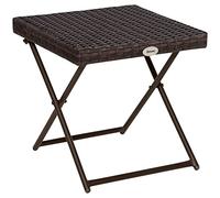 Outsunny Mesa de Jardín Exterior de Ratán Sintético 0,16 ㎡ Plegable Marrón