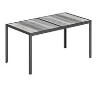Outsunny Mesa de jardín para 4 a 6 personas, mesa de comedor exterior con tablero efecto madera, 150 x 80 x 74 cm, gris Aosom España