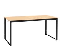 Outsunny Mesa de jardín para 6 personas 160 x 80 cm resistente a la intemperie Mesa de balcón con tablero de lamas, mesa buffet exterior Teca