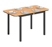 Outsunny - Mesa de jardín para 6 personas de madera compuesta - Mesa de exterior rectangular 127 x 70 cm - Mueble de terraza con marco de metal y bandeja para techo para balcón y patio, color marrón