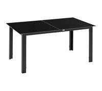Outsunny Mesa de Jardín Rectangular para 6 Personas con Marco de Aluminio Mesa de Comedor Exterior con Tablero de Vidrio Templado Carga 50 kg para Terraza Balcón 150x90x74 cm Negro