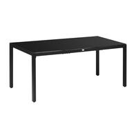 Outsunny Mesa de jardín rectangular para 8 personas con tablero de vidrio templado y marco de aluminio Negro Aosom España