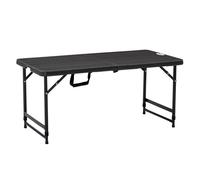 Outsunny mesa de jardín rectangular plegable mesa de comedor exterior para 4 personas con altura ajustable y marco de acero para patio terraza balcón 118x60x56-74 cm gris oscuro