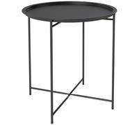 Outsunny Mesa de Jardín Redonda con Bandeja Extraíble Patas Ajustables y Acabado en Acero para Exterior Ø46x50 cm Negro
